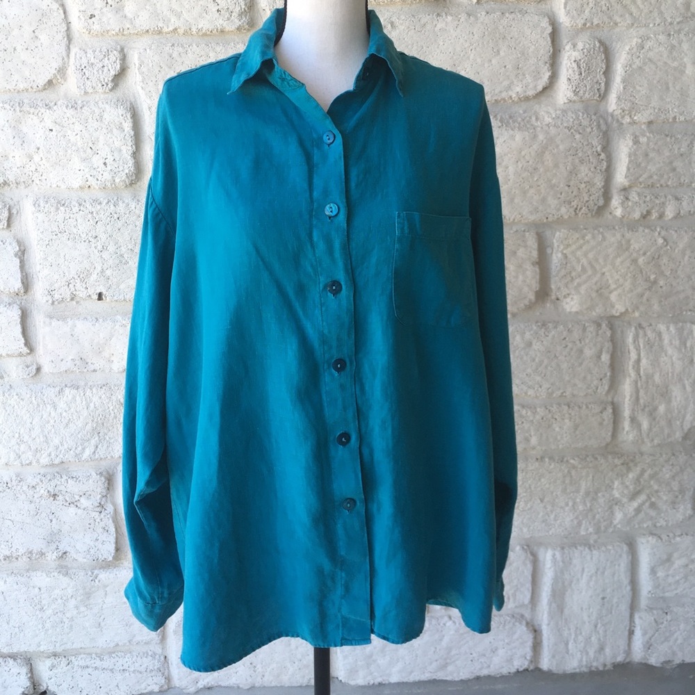 Bryn W A L K E R long sleeve linen top / Size L